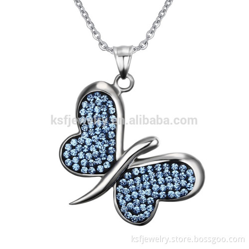 Blue Butterfly Necklace Fashion Women Pendant Jewelry